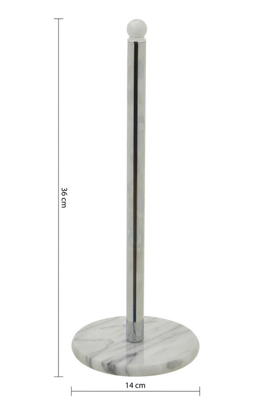 Delphine Chrome Kitchen Roll Holder with Marble Base
