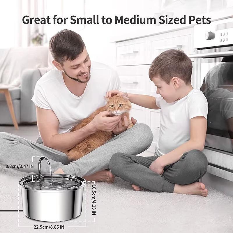 Ultra-Quiet Stainless Steel Pet Water Fountain for Fresh, Flowing Hydration.