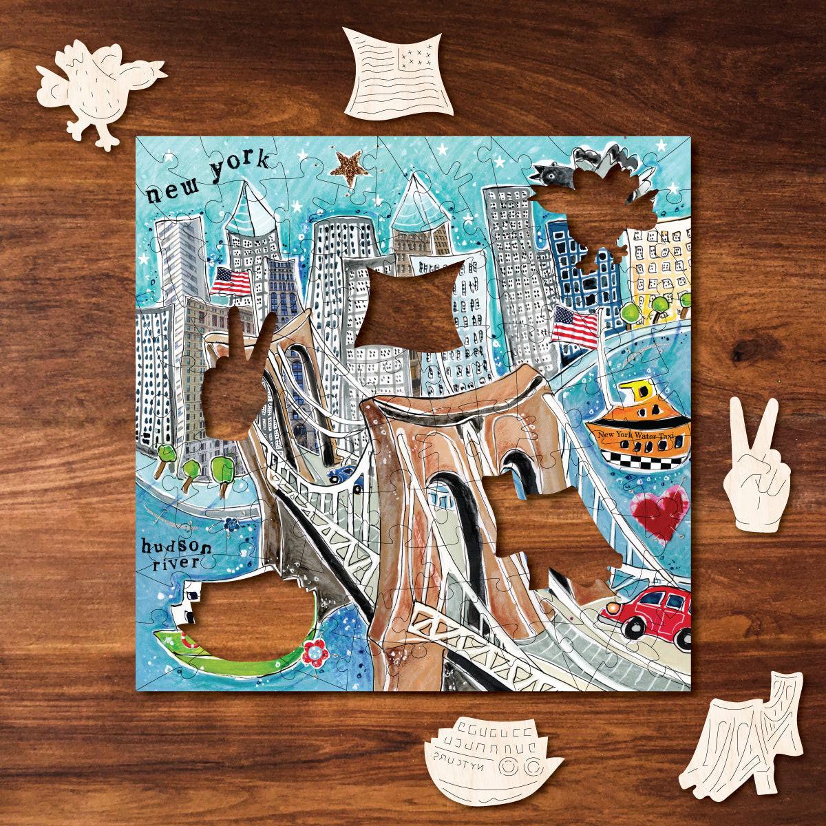 Brooklyn Bridge – Travel Mini Wooden Jigsaw Puzzle.