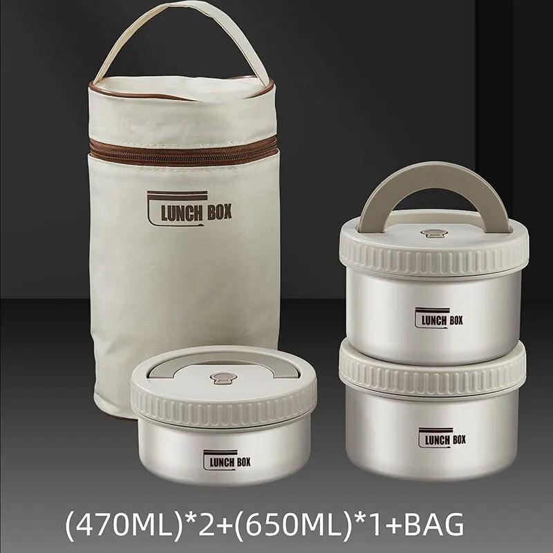 Stackable Stainless Steel Bento Lunch Box – Insulated, Portable & Compartmentalized Meal Storage.