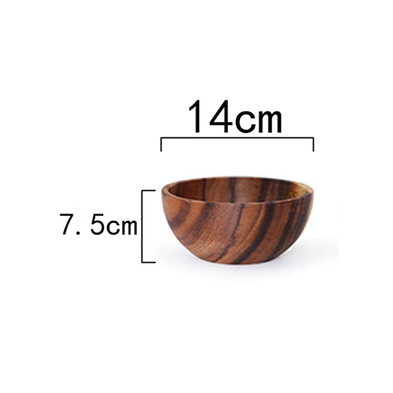 Acacia Wooden Bowl Collection – Japanese Style Tableware | Multiple Sizes for Soup, Salad & Fruit.