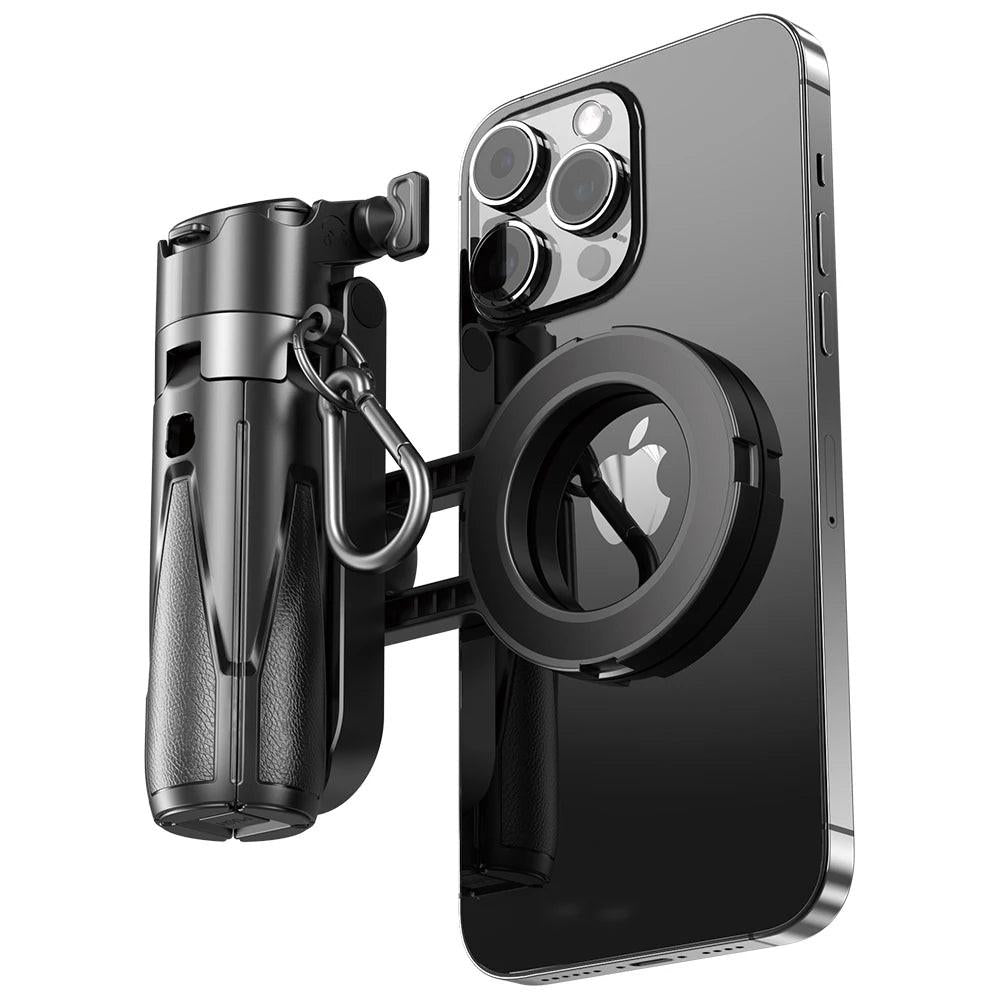 Premium 4‑in‑1 Selfie Stick with Wireless Remote, Magnetic Clip & 360° Rotation.