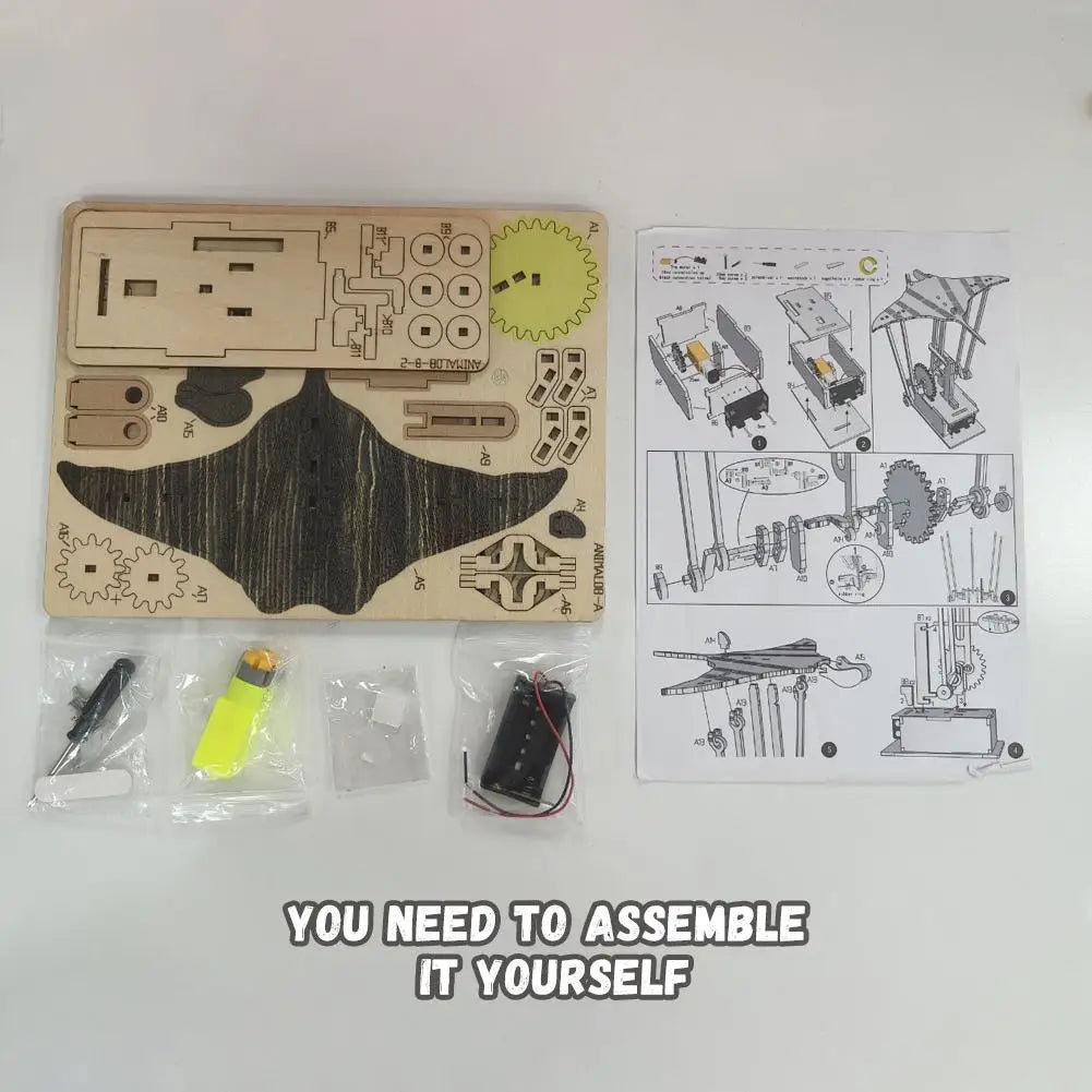 Handmade Wooden Manta Ray Automaton Kit – Lifelike Swimming Motion, Eco Gift.