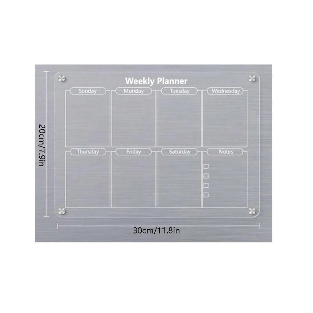 Magnetic Acrylic Calendar for Fridge – Monthly Dry Erase Board with Markers & Pen Holder.