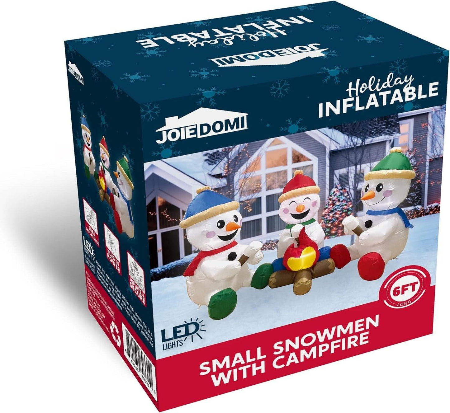 6FT Inflatable Snowmen with Campfire – Outdoor Christmas Decoration.