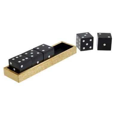 Gold Dice Set with 5 Black Dice.