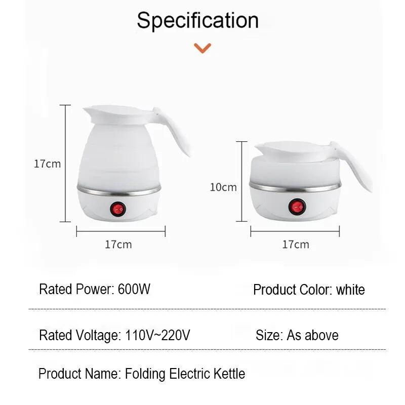 Foldable Portable Electric Teapot Water Heater – 600ml Travel Kettle with Auto Shut‑Off.