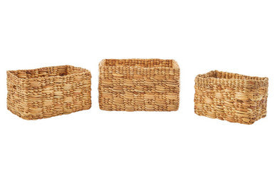 Set of 3 Natural Water Hyacinth Storage Baskets.