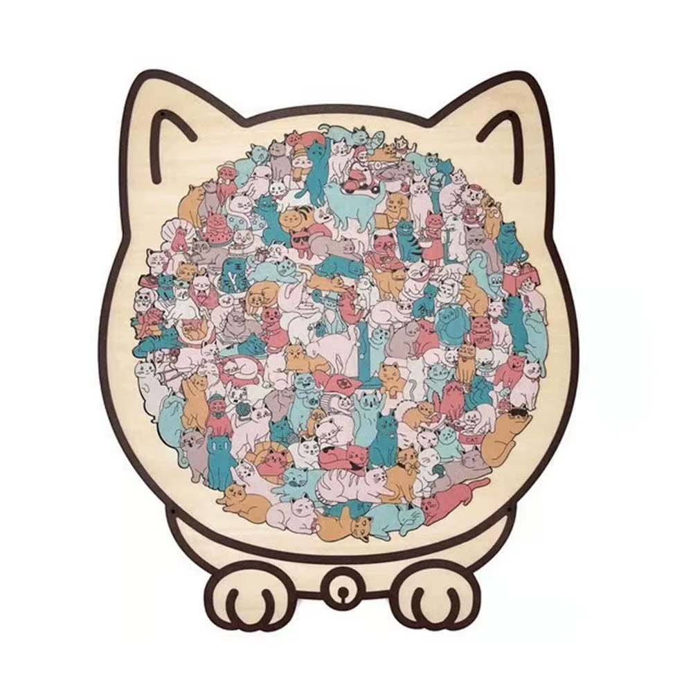 135-Piece Cat-Shaped Wooden Puzzle | Gift for Cat Lovers.