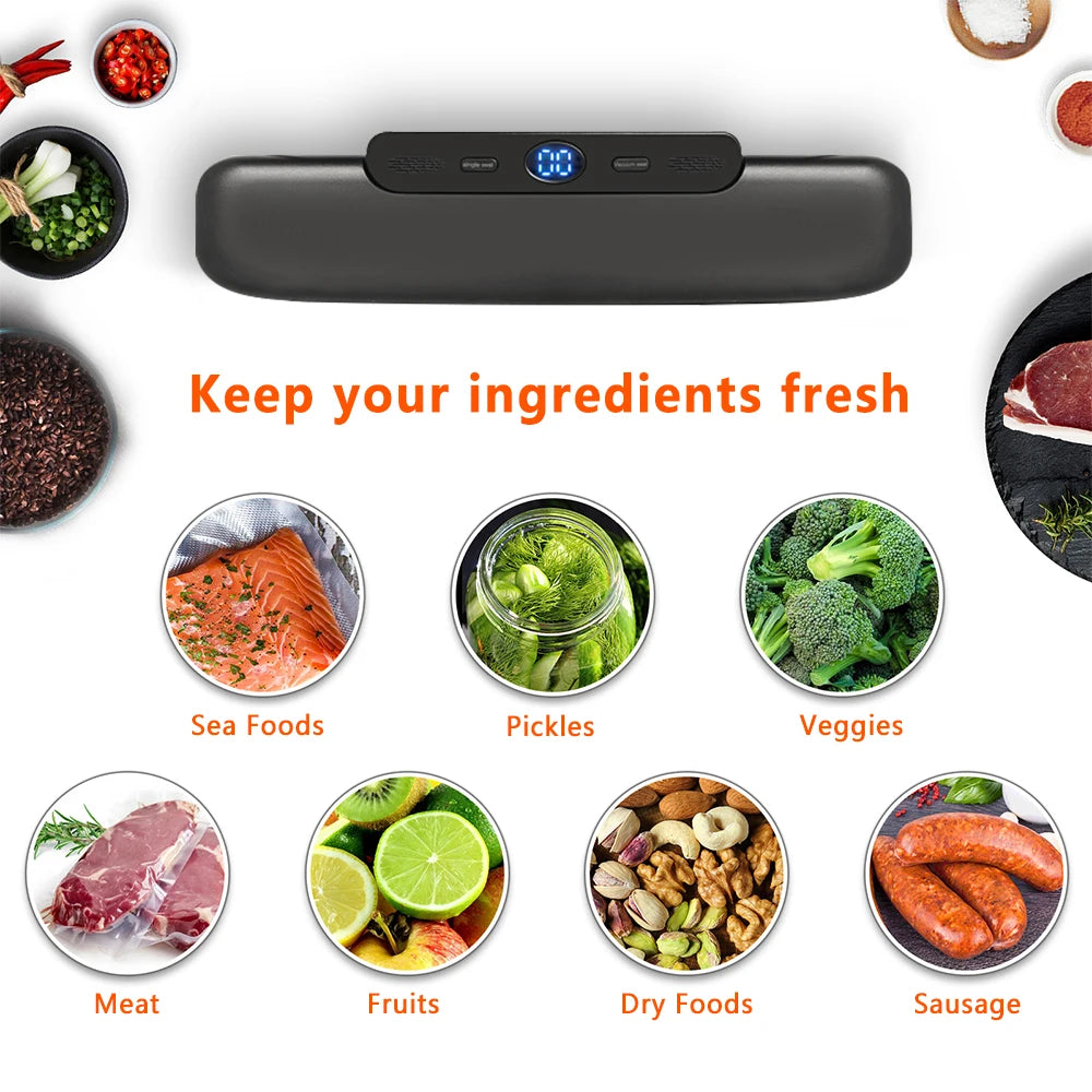 Seal Freshness! Vacuum Sealer – Preserve Food Longer & Perfect for Sous Vide Cooking.