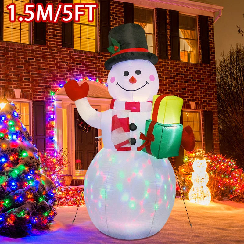 Christmas Inflatable Character Decorations – Snowman, Penguin & Gift Variants with LED Lights | Indoor & Outdoor Display.