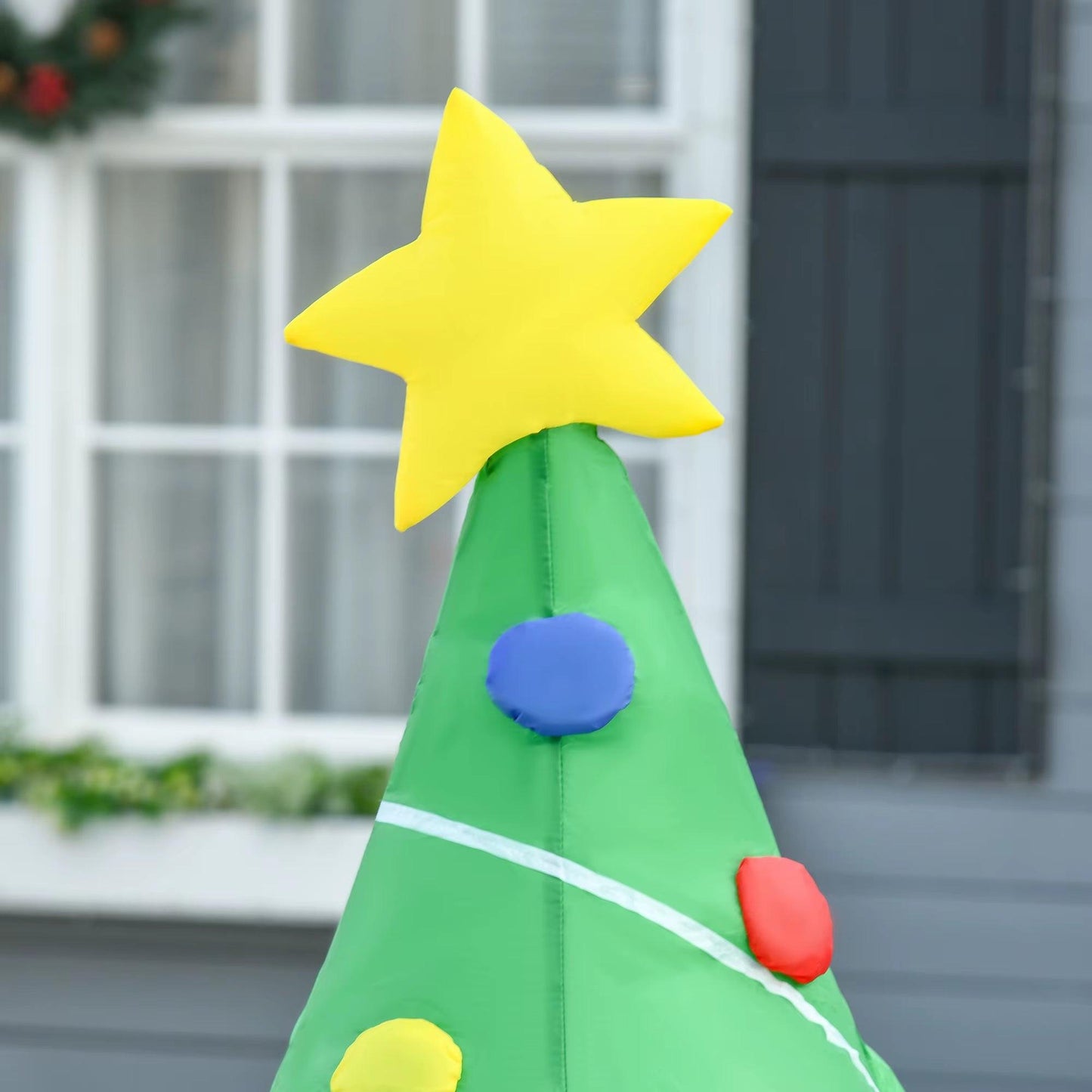 5FT Inflatable Christmas Tree – LED-Lit Outdoor Decoration with Presents | Waterproof Polyester, Self-Inflating.