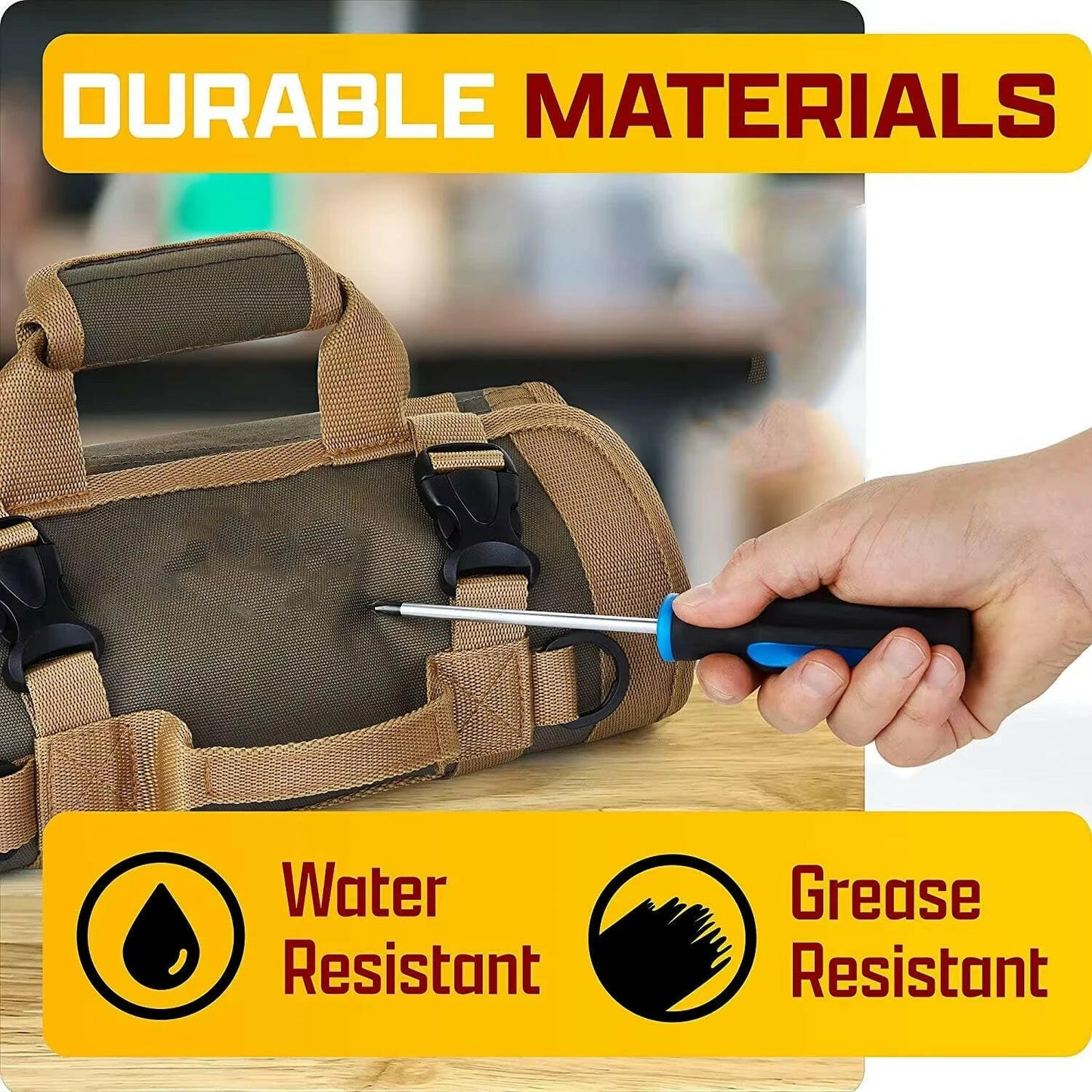 Heavy‑Duty Roll‑Up Tool Bag – Keep Your Tools Organised & Ready.