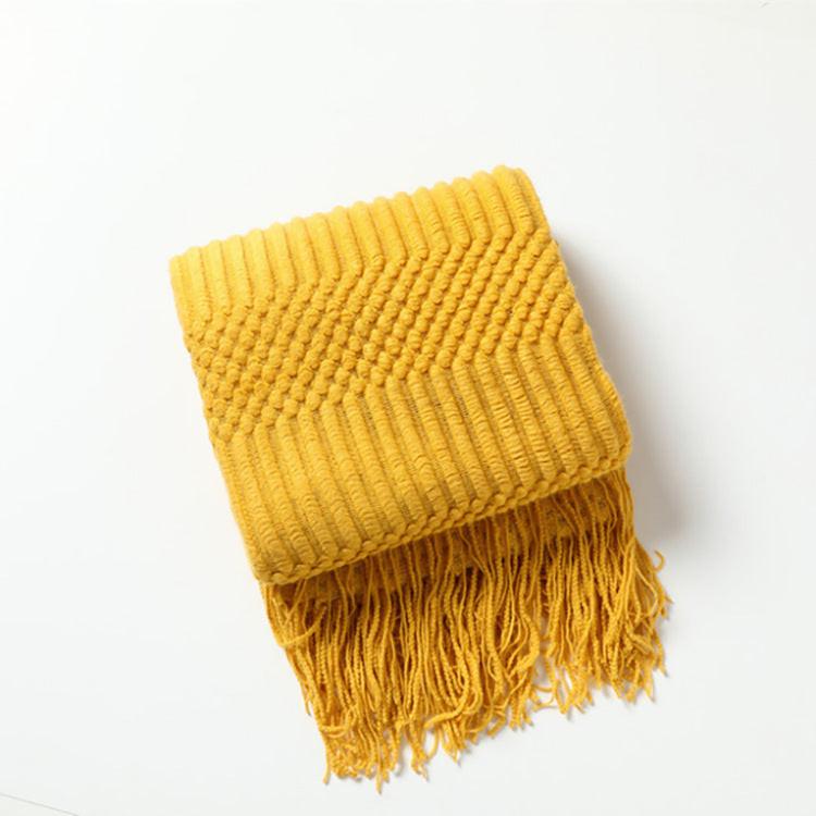Faux‑Cashmere Tassel Throw Blanket – Decorative Sofa & Bed Scarf.