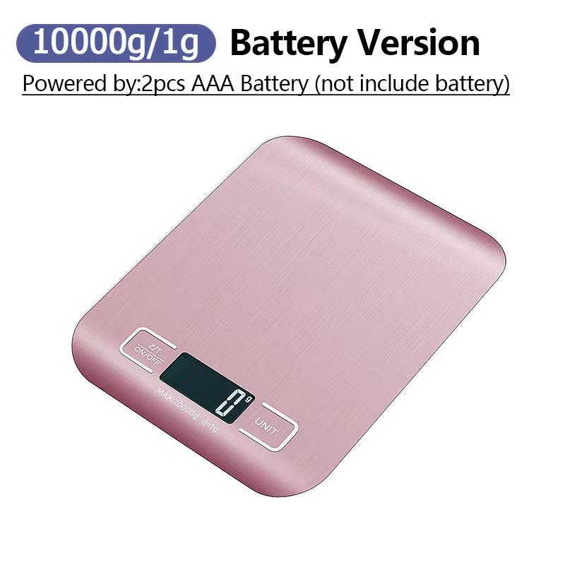 10kg Digital Kitchen Scale – Stainless Steel LCD Display with USB or Battery Power.