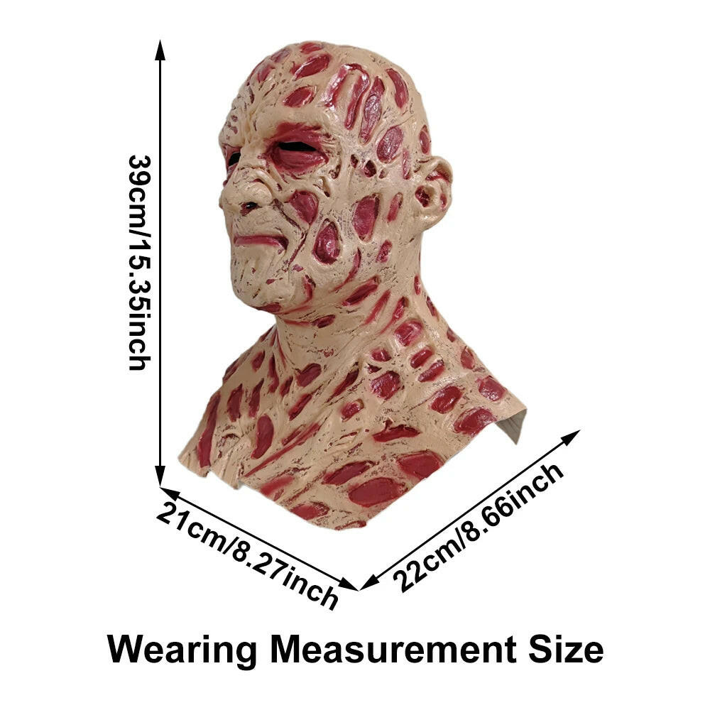 Freddy Krueger Latex Mask – Nightmare on Elm Street Horror Headgear for Halloween and Cosplay
