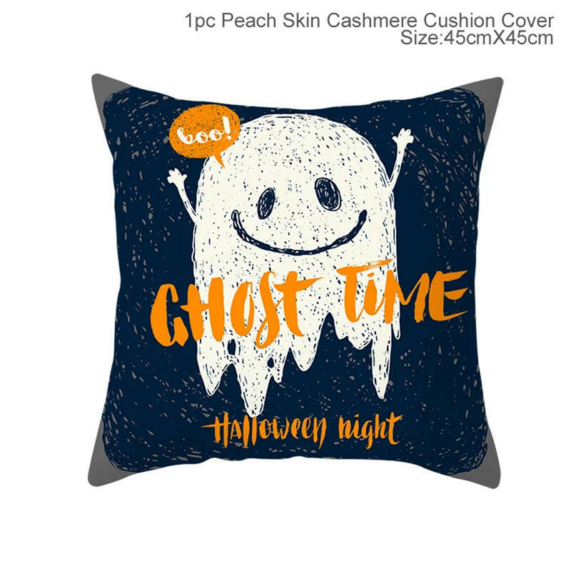 Halloween Cushion Covers – Cartoon Pumpkin, Bat & Ghost Design for Spooky Seasonal Decor