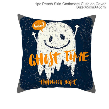 Halloween Cushion Covers – Cartoon Pumpkin, Bat & Ghost Design for Spooky Seasonal Decor