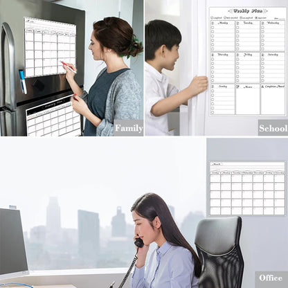 A3 Magnetic Fridge Planner – Monthly & Weekly Dry Erase Calendar with Free Marker Pens (297×420mm)