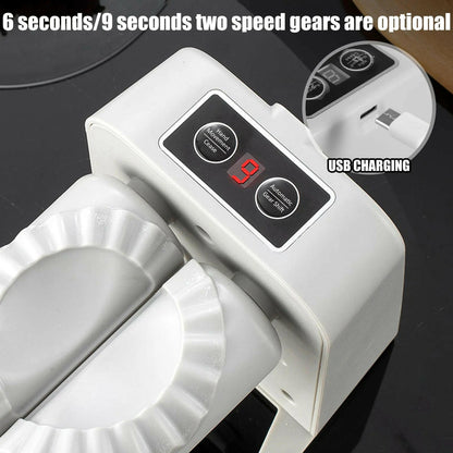 Electric Dumpling Maker – Rechargeable, 2-Speed Automatic Dumpling Press with Filling Spoon & Brush