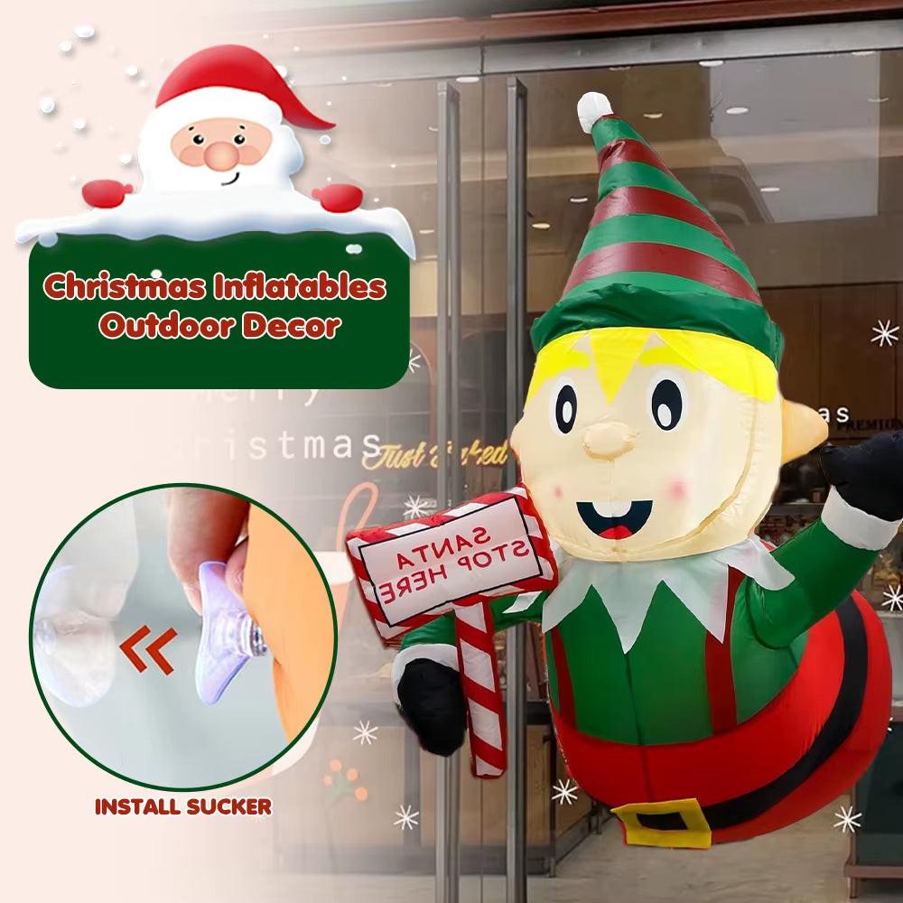 3.5FT Christmas Inflatable Elf – Window-Mount Decoration with LED Lights | Indoor & Outdoor Display.
