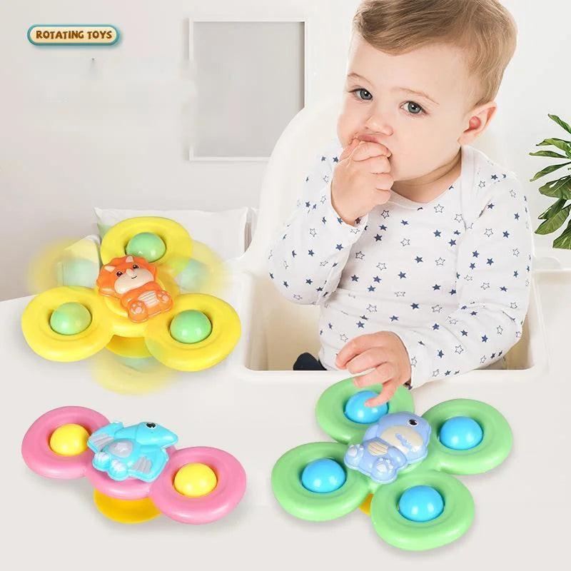 Spin, Stick & Play – 3PCS Suction Cup Spinner Bath Toys for Baby Sensory Fun.