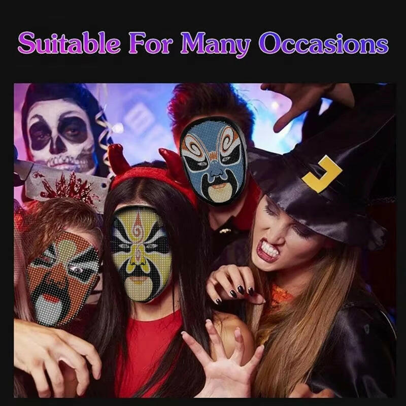 Bluetooth LED Face Mask – Programmable Light-Up Carnival Mask with App & Gesture Control for Halloween & Cosplay