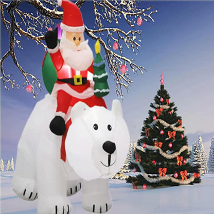 2.1M Inflatable Santa Riding Polar Bear – Christmas LED-Lit Decoration for Indoor & Outdoor Display | Plug-In, Freestanding.