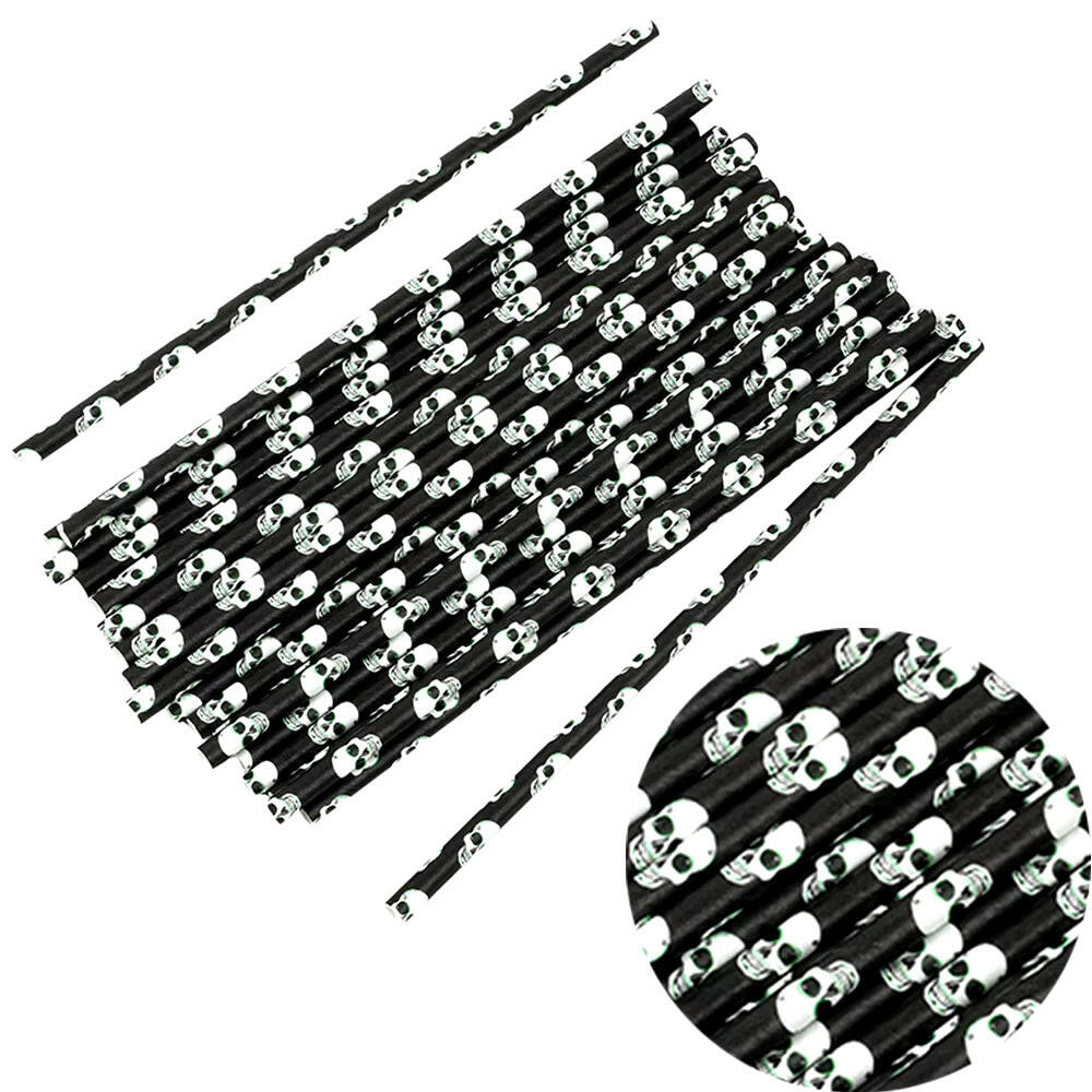 25-Pack Halloween Disposable Straws – Choose from 17 Spooky Designs for Party Drinks & Decor