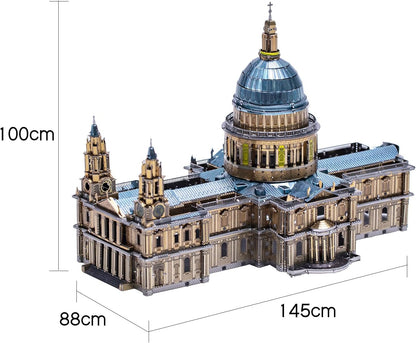 3D Metal Puzzle for Adult Saint Paul'S Cathedral, Assembled Religious Architecture Notre Dame Cathedral Model Kits Miniature Building, Birthday Gift Home Decor