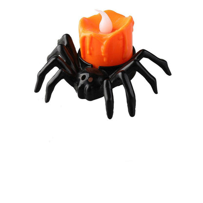 2025 Spider Candlestick LED Ornament – Battery-Powered Halloween Table Light for Parties & Haunted Decor (7×8.5×5cm)