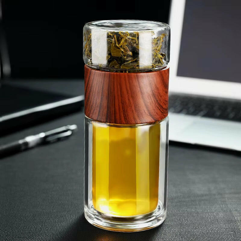 Glass Water Bottle with Infuser & Case - Eco-Friendly, Insulated, Perfect for Tea & Fruit Infusions!.