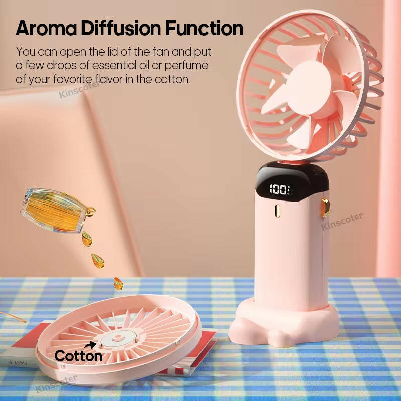 Portable USB Mini Fan with 5-Speed Airflow, LED Display & 7-Hour Battery Life! Stay Cool Anywhere Anytime.