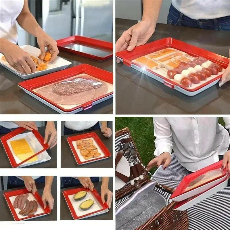 Reusable Food Preservation Tray for Seafood, Beef, and Ham - Keep Your Freshness with This Refrigerator Organizer!.
