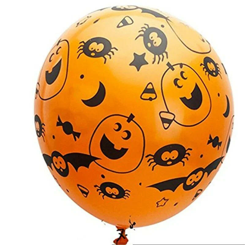 10-Pack Halloween Latex Balloons – Pumpkin & Skeleton Design for Spooky Party Decor