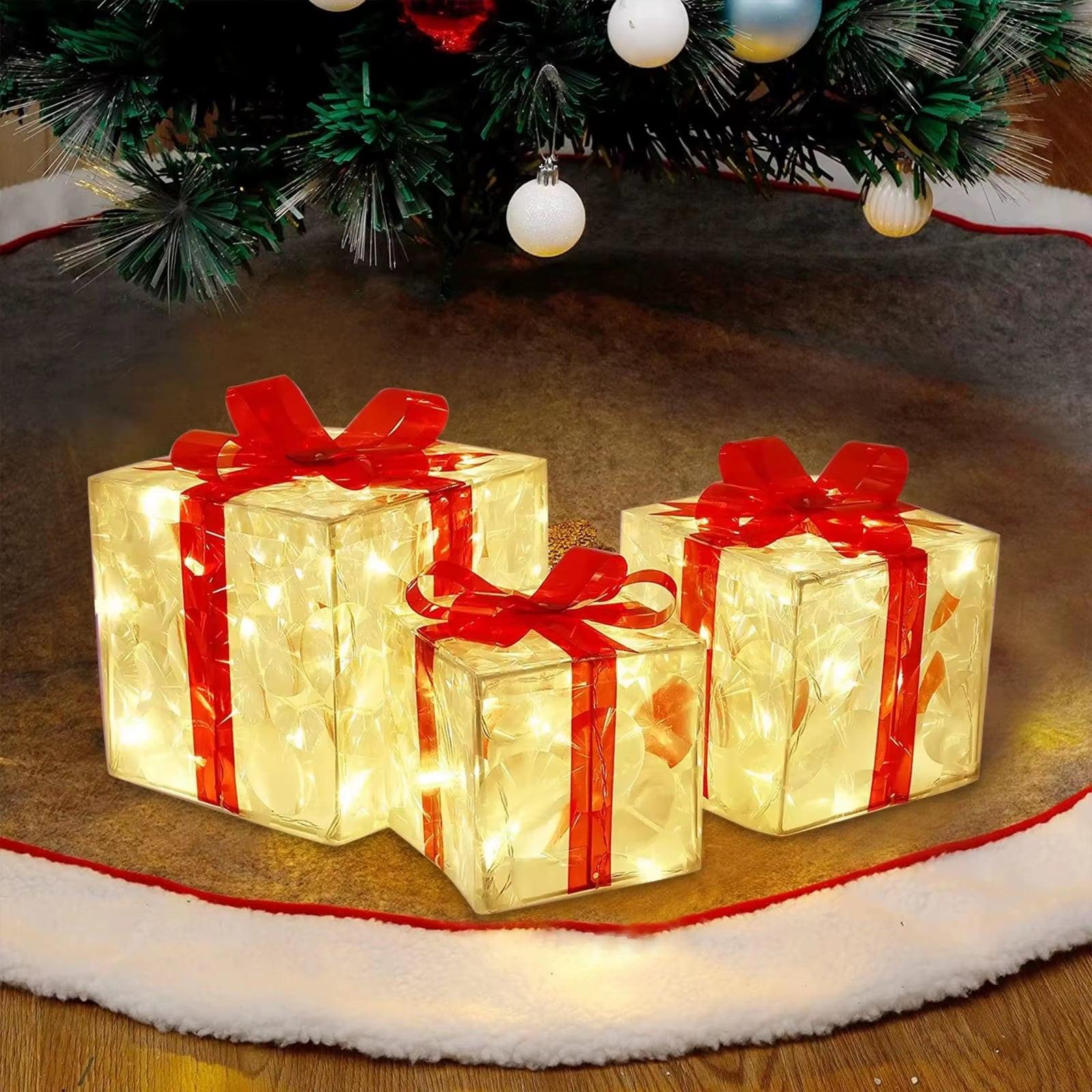 Illuminated Christmas Gift Box – 100 LED Snowflake Décor Accent.