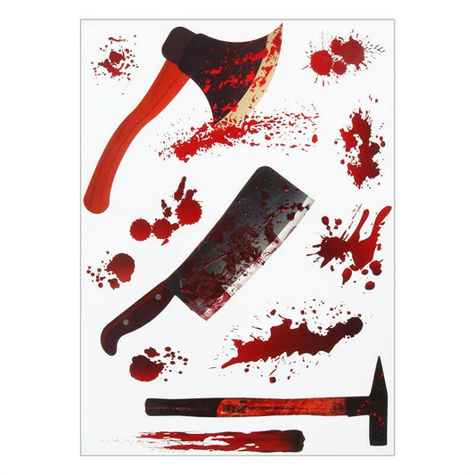 2025 Bloody Handprint & Halloween Sticker Set – Window, Wall & Floor Decals with Ghost, Bat, Pumpkin & Web Designs (1 Set)