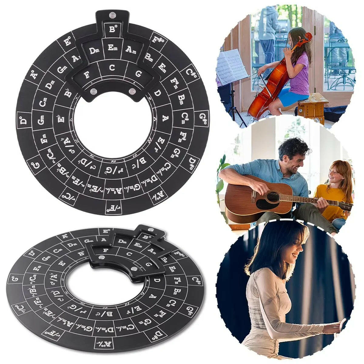 Circle of Fifths Guitar Chord Wheel.  The perfect gift for guitarists! Master chord progressions & music theory effortlessly . Order today!.