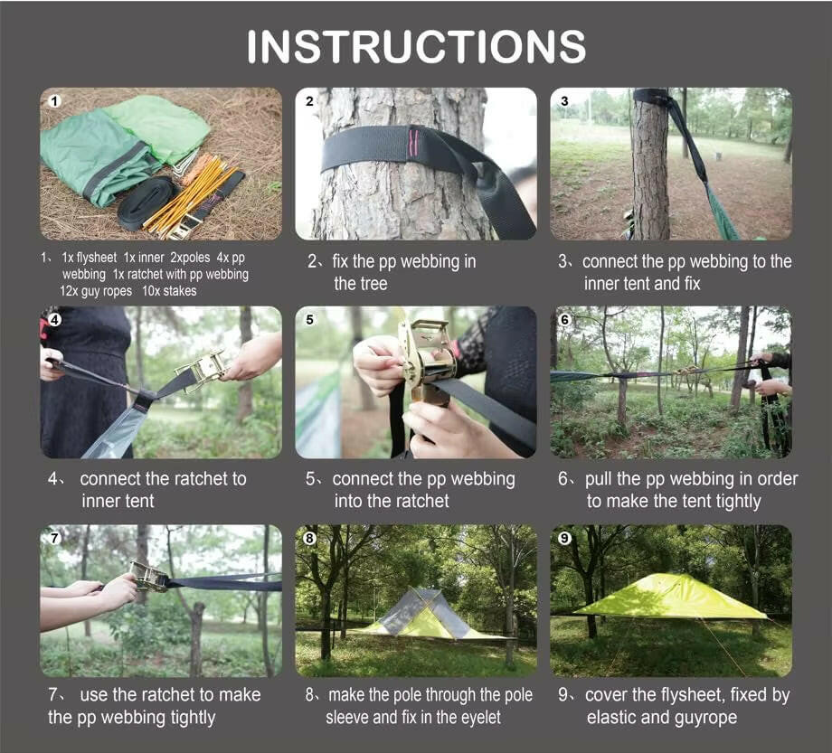 Large Portable Tree Tent for 2-4 Persons - Ideal for Family Tree Tents, Outdoor Activities, Hiking, and Travel.