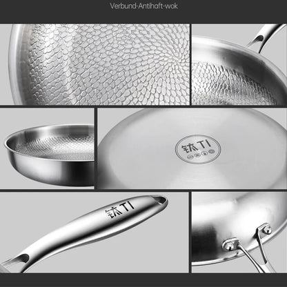 Pure Titanium Frying Pan – Hammer-Pattern Non-Coated Cookware (26/28/30cm)