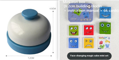 Wooden Expressions Toy Wooden Magic Cube Face Pattern Building Blocks Educational Montessori Toys Wooden Matching Block Puzzles.