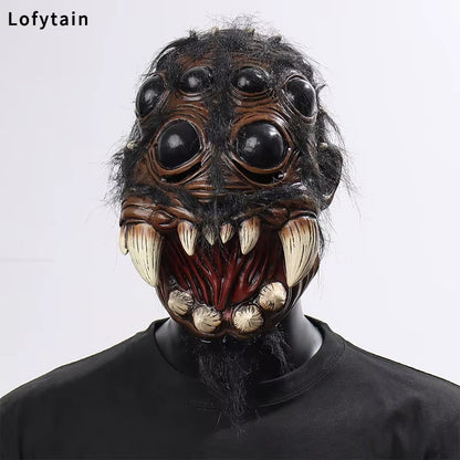 Horror Creepy Spider Mask Cosplay Scary Animal Spiders Big Eyes Tooth Open Mouth Latex Helmet Halloween Party Costume Props