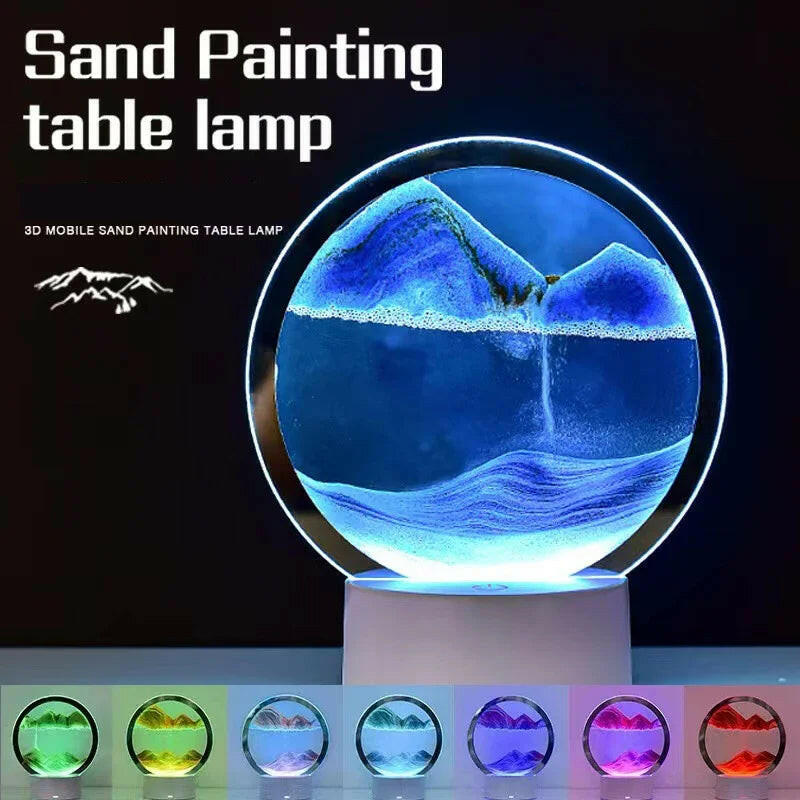 Illuminate Your World with the 16-Color LED 3D Sandscape Lamp – A Stunning Hourglass Night Light and Captivating Deep Sea Art!.