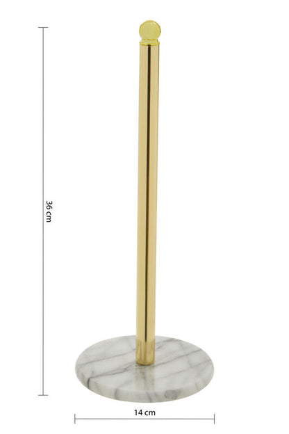 Delphine Gold Kitchen Roll Holder With Marble Base