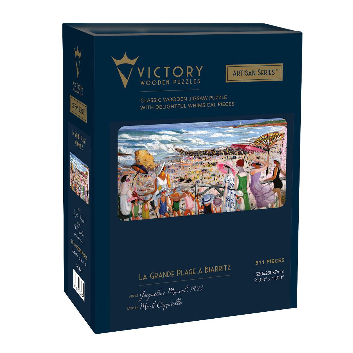 La Grande Plage à Biarritz – Artisan™ Wooden Jigsaw Puzzle, 511 Pieces (7mm Edition).