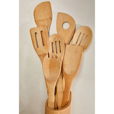 Aleki 6Pc Bamboo Kitchen Tool Set With Holder