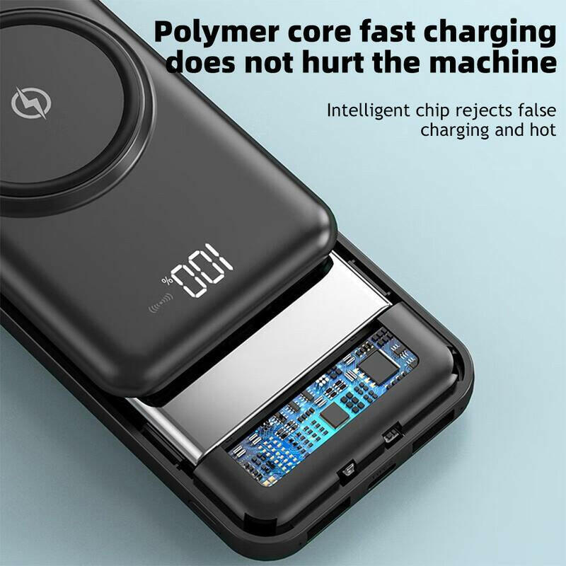 10000Mah Wireless Power Bank 4-Wire Backup USB Fast Charger.