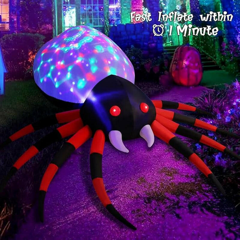 5FT Inflatable Halloween Spider with Magic Light – LED Blow-Up Decoration for Garden, Lawn, and Outdoor Displays