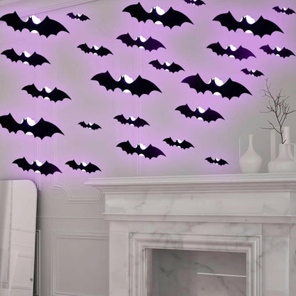 Halloween LED Bat Wall Decor - Realistic 3D PVC Bat Stickers for Indoor and Outdoor Halloween Party Decoration