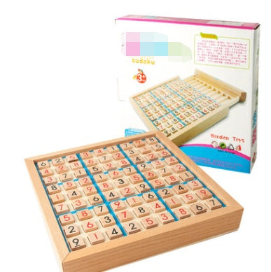 Beech wooden Sudoku Chess folding puzzle game for children and adults, eco-friendly and educational.